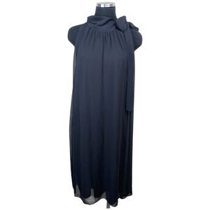 Vtg Lane Bryant Dress 20 Black Chiffon Scarf Tie Halter Whimsigoth Midi Party